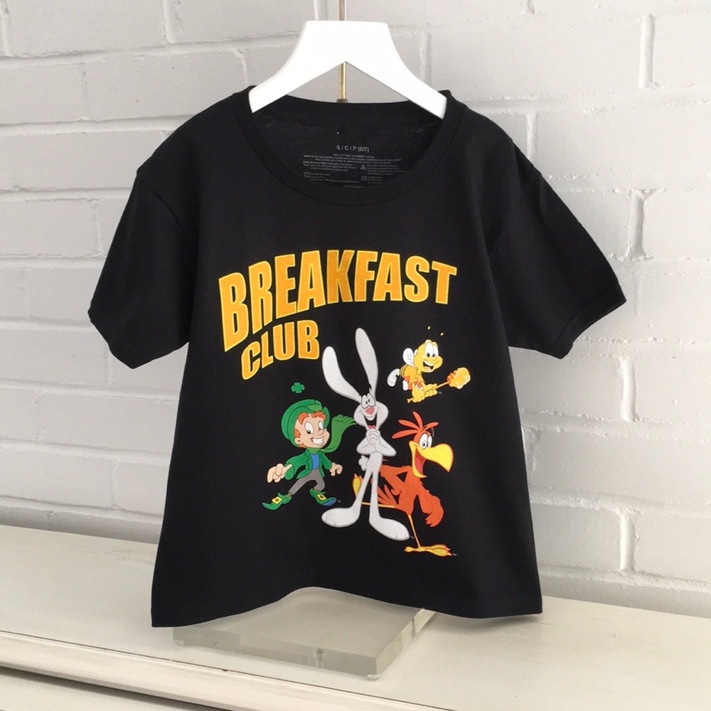 boys size 7 black casual pajama top school breakfast club t-shirt